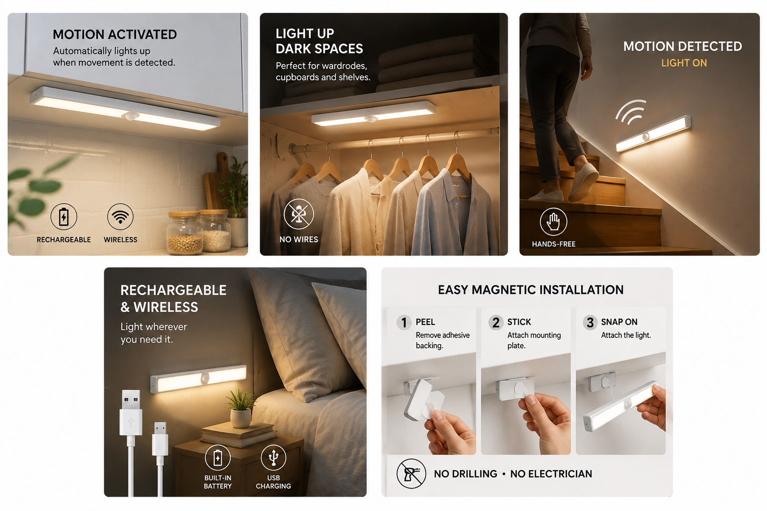 MotionGlow™ Rechargeable Sensor Light
